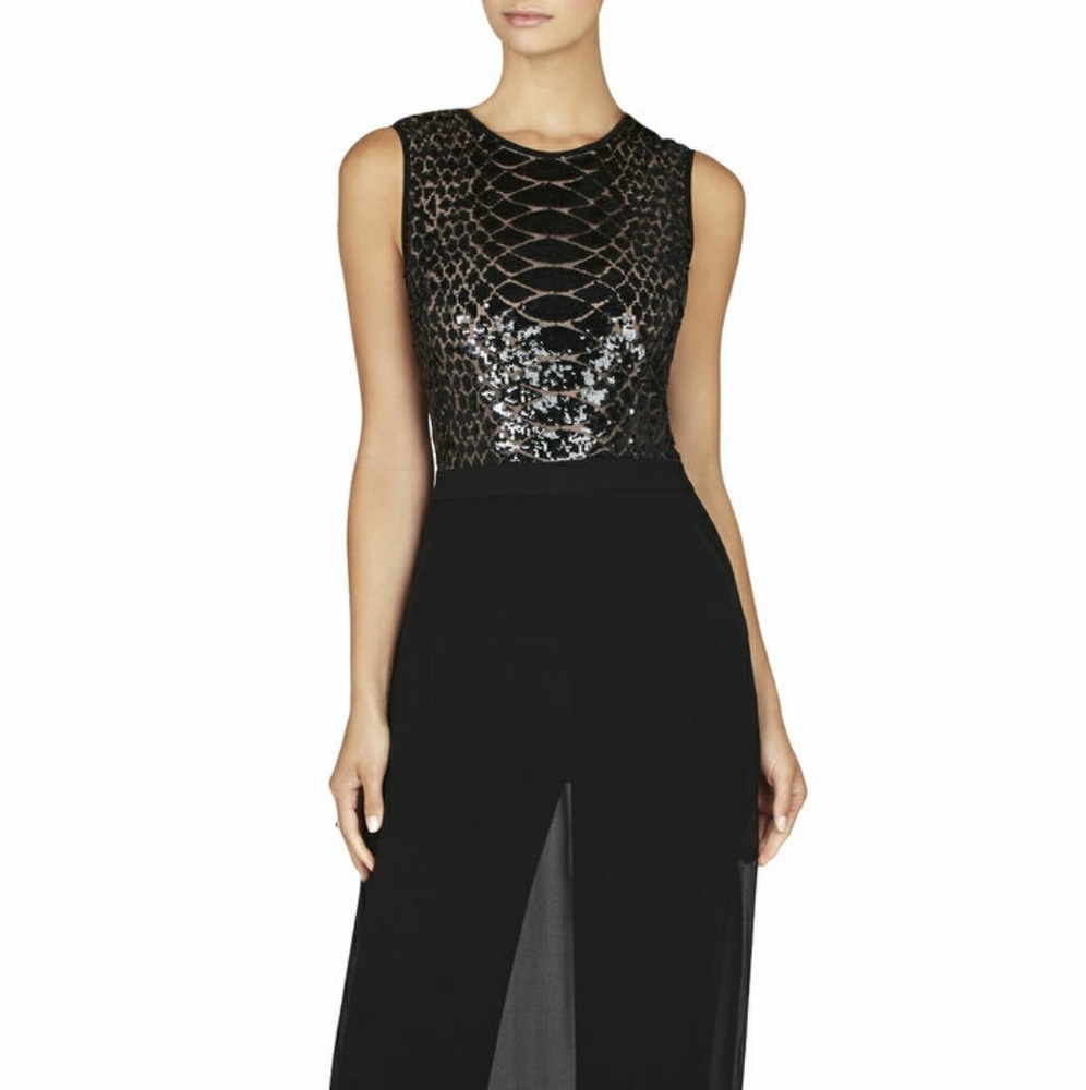 NWT ' Lindee'Snake Sequined Chiffon Jumpsuit